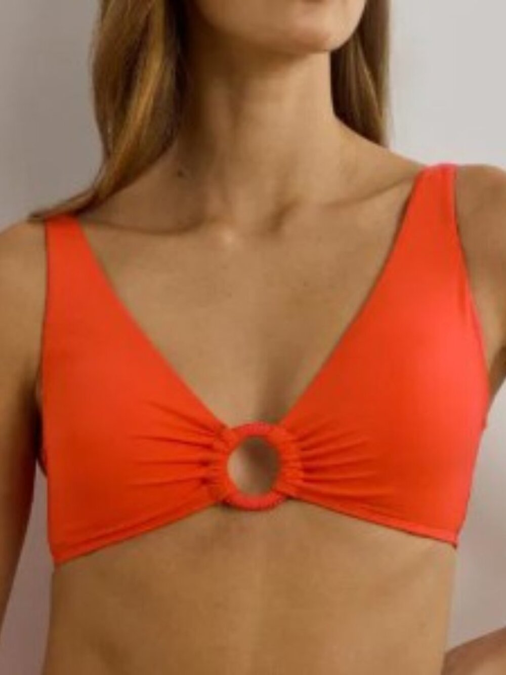 Ralph Lauren Bright Orange Macramé O-Ring Front Bikini Top Size 4